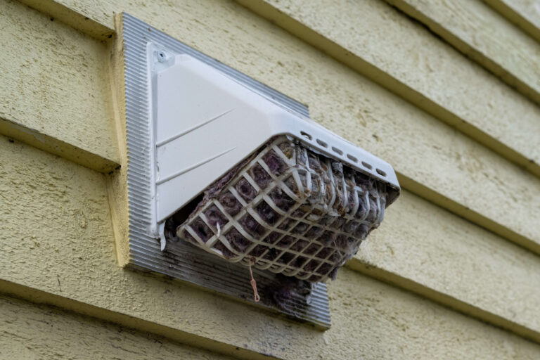 dirty dryer vent on texas home