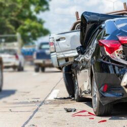 Heavy accident, Modern car accident involving many cars on the road in Thailand